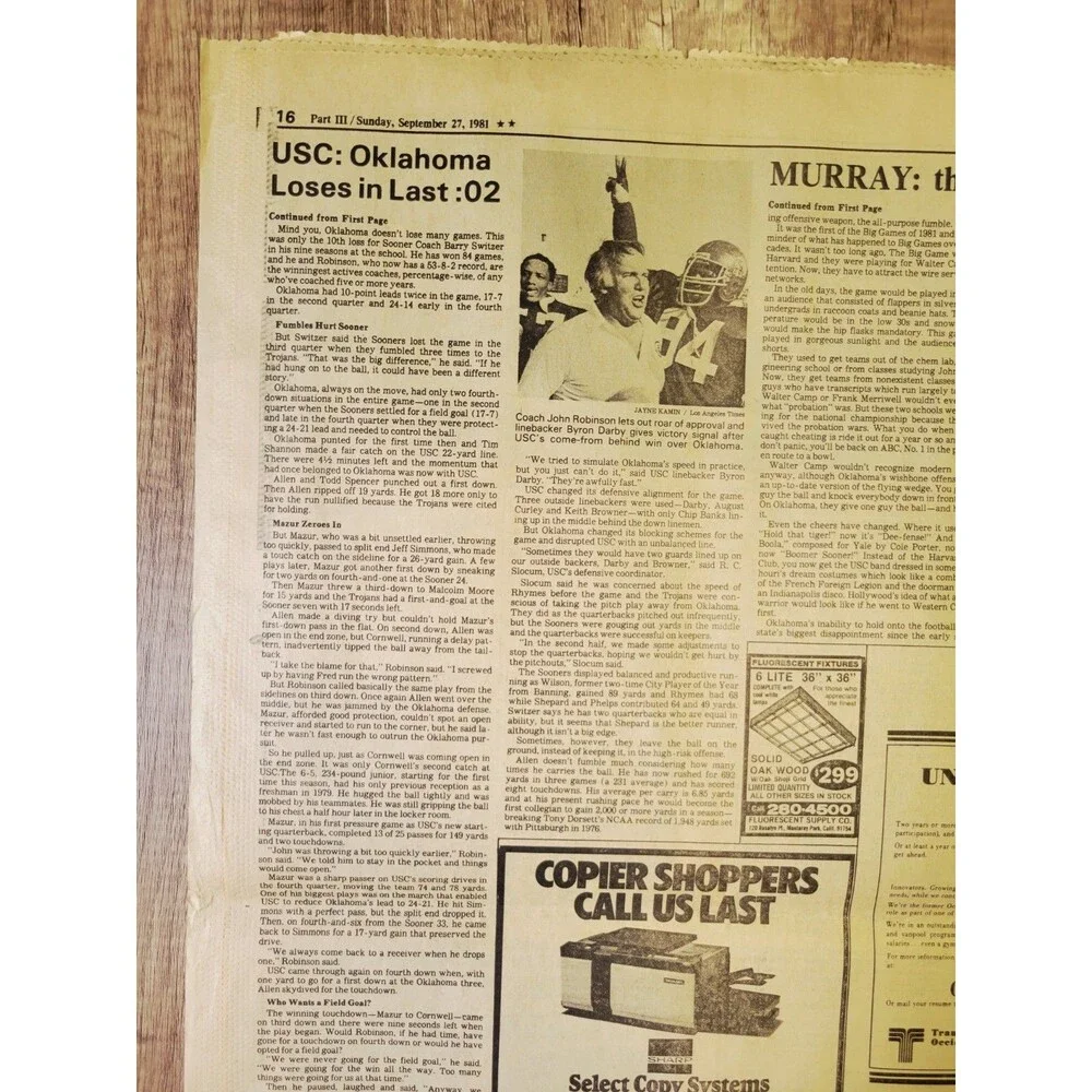 1981 Sep 27: LA Times Sports Astros Nolan Ryan 5th No-Hitter Passing Koufax! MLB